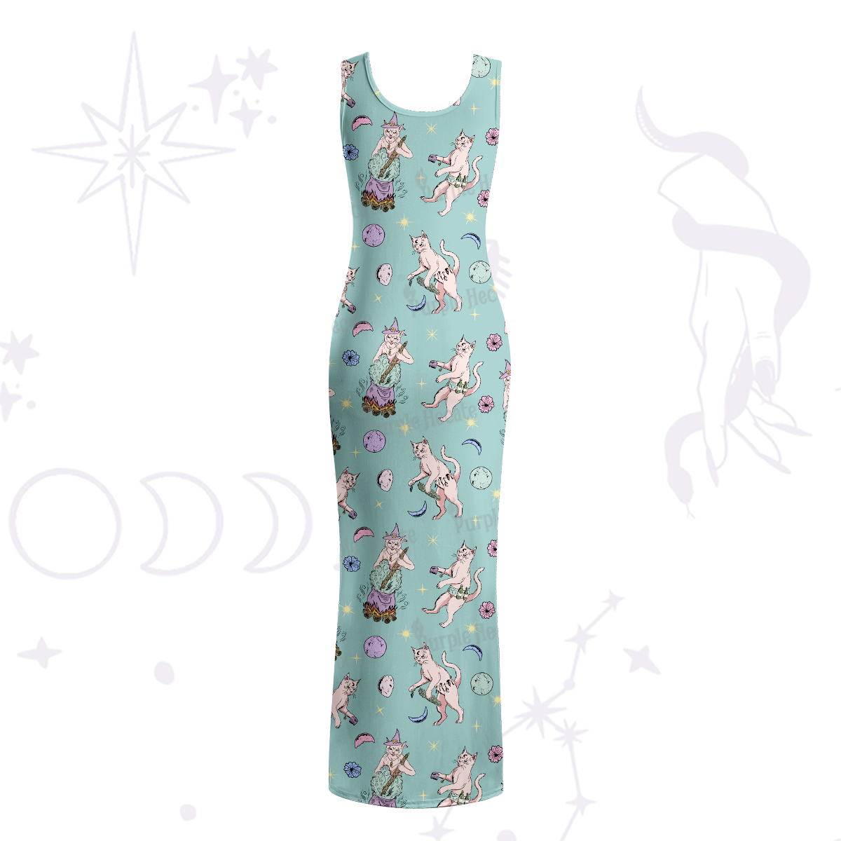 Purplehecate Cat Coven Maxi Tank Beachwear Dress