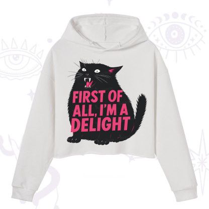 Purplehecate First Of All I'm A Delight Cat Crop Hoodie