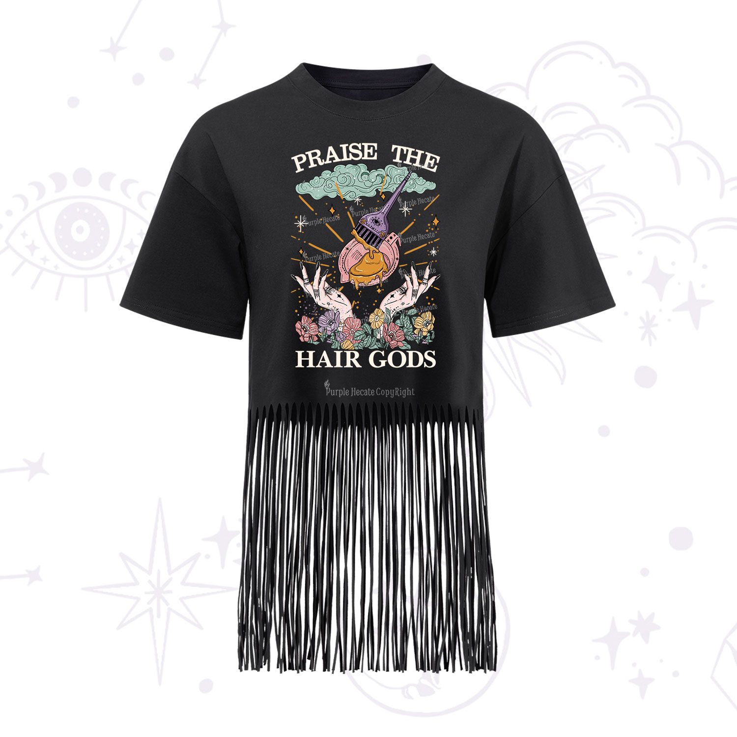 Purplehecate Praise The Hair Gods Fringe Hem T-Shirt