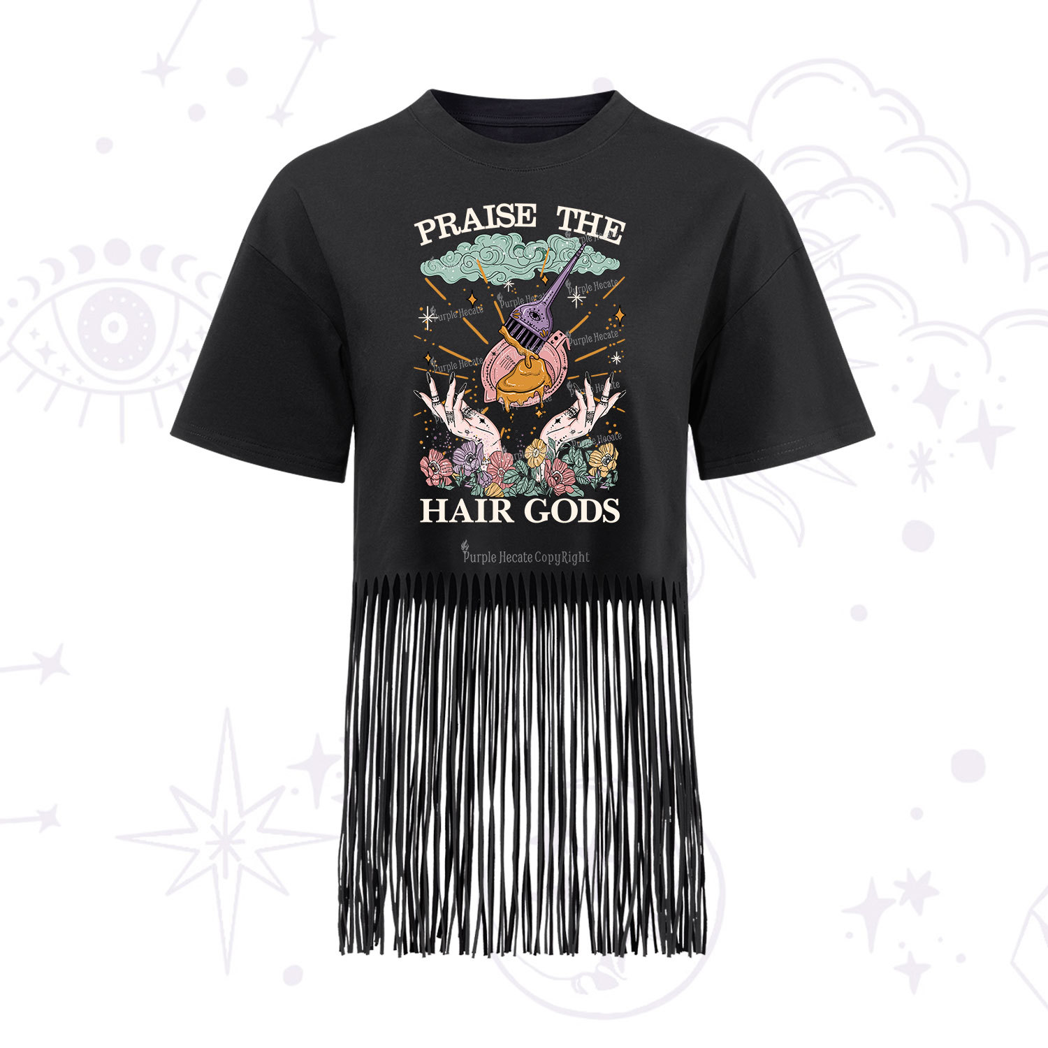 Purplehecate Praise The Hair Gods Fringe Hem T-Shirt
