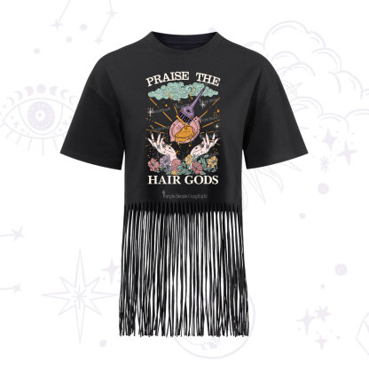 Purplehecate Praise The Hair Gods Fringe Hem T-Shirt