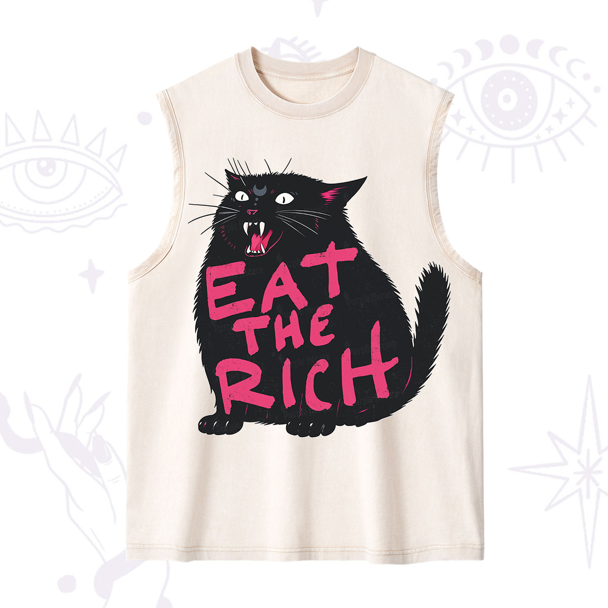 Purplehecate Eat The Rich Cat Washed Tank