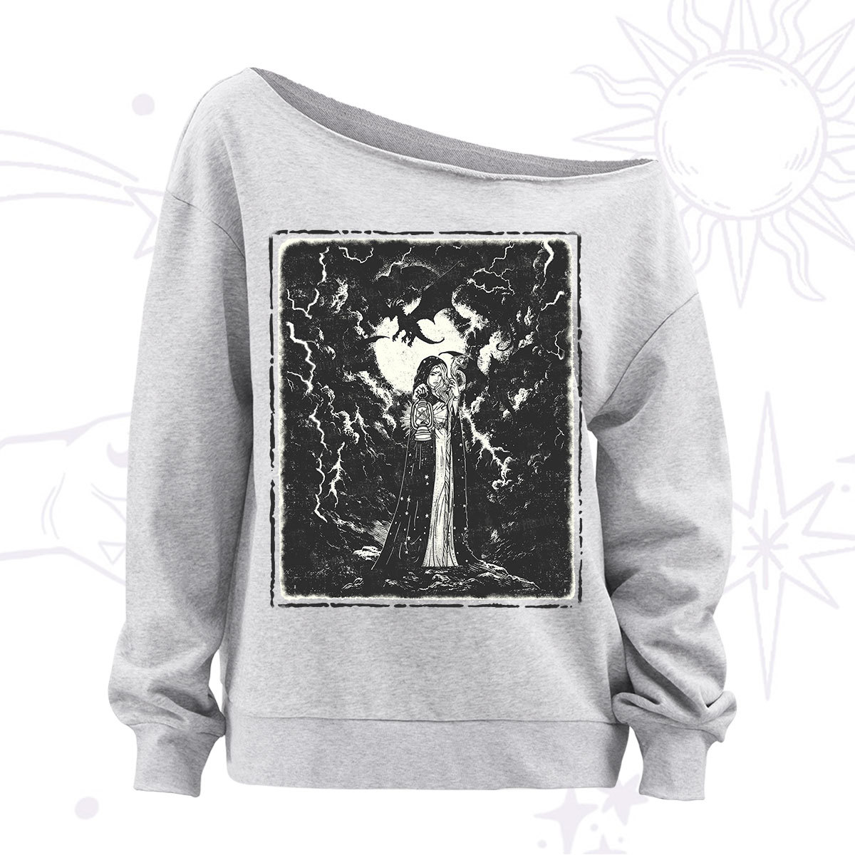 Purplehecate Witches of the Lightning Veil Off The Shoulder Sweatshirt