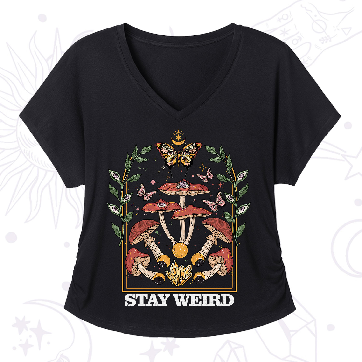 Purplehecate Stay Weird V-Neck T-Shirt