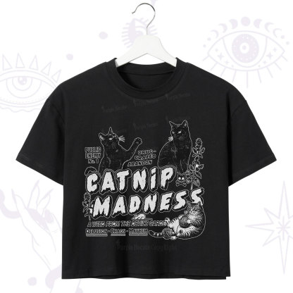 Purplehecate Catnip?Madness Cute?Cat Crop T-Shirt