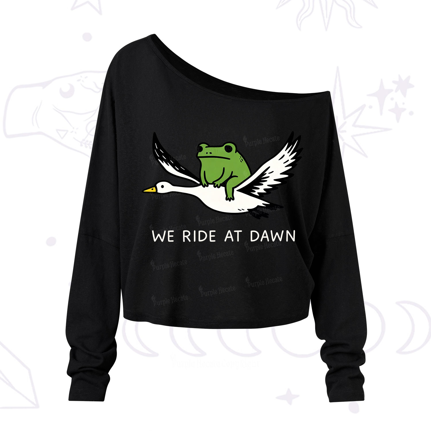 Purplehecate We Ride at Dawn One Shoulder Long Sleeve Shirt
