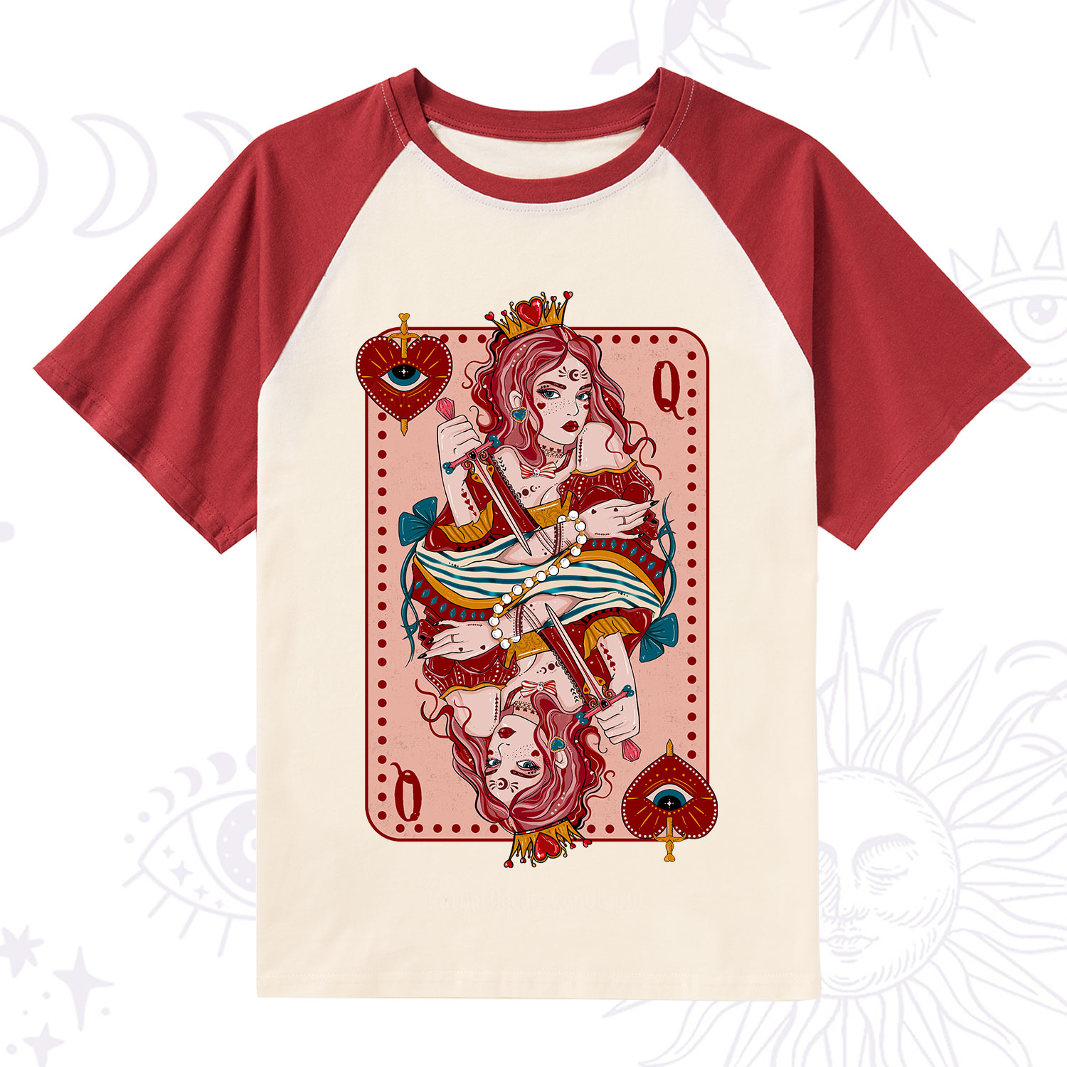 Purplehecate Queen of Hearts Raglan Short Sleeve T‑Shirt