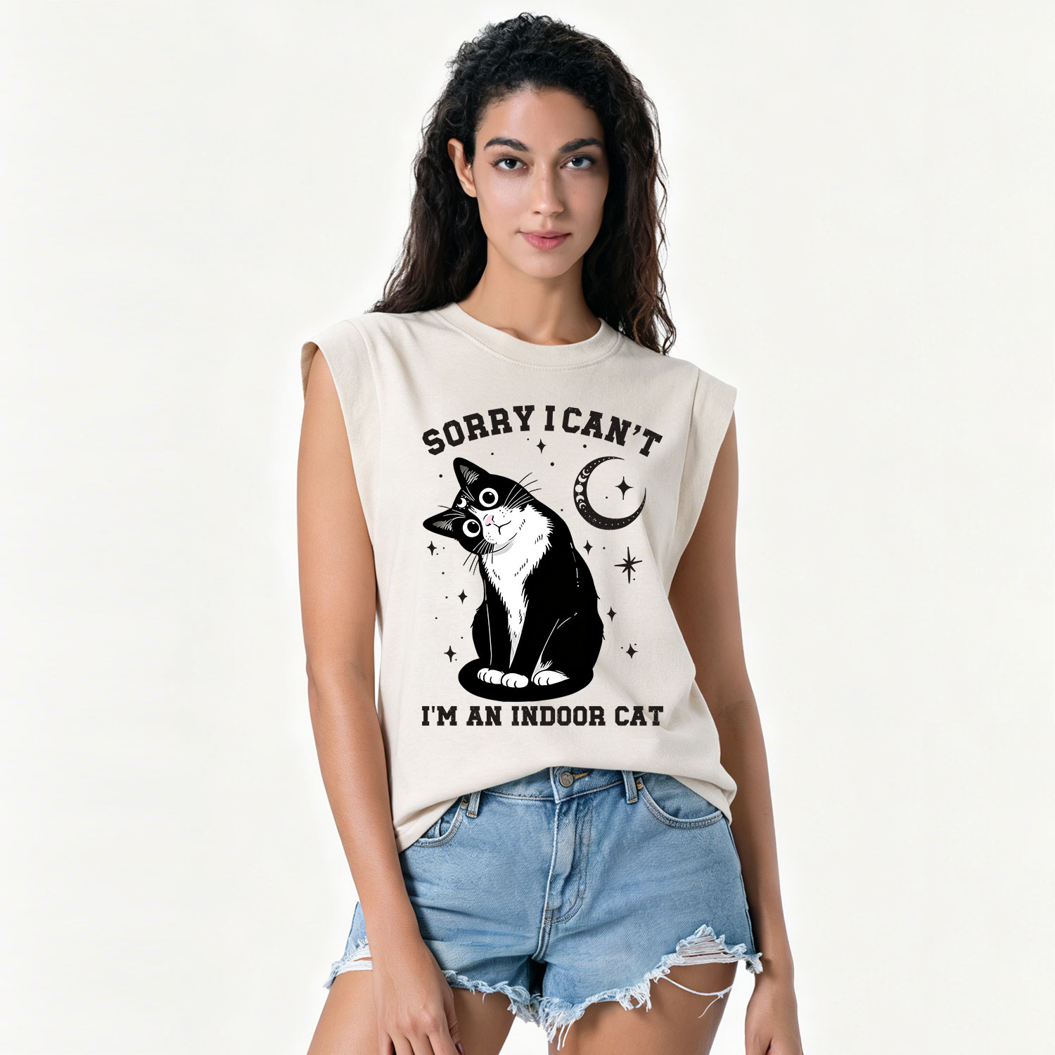 Purplehecate Sorry I Can't Go I'm an Indoor Cat Vintage Washed Tank