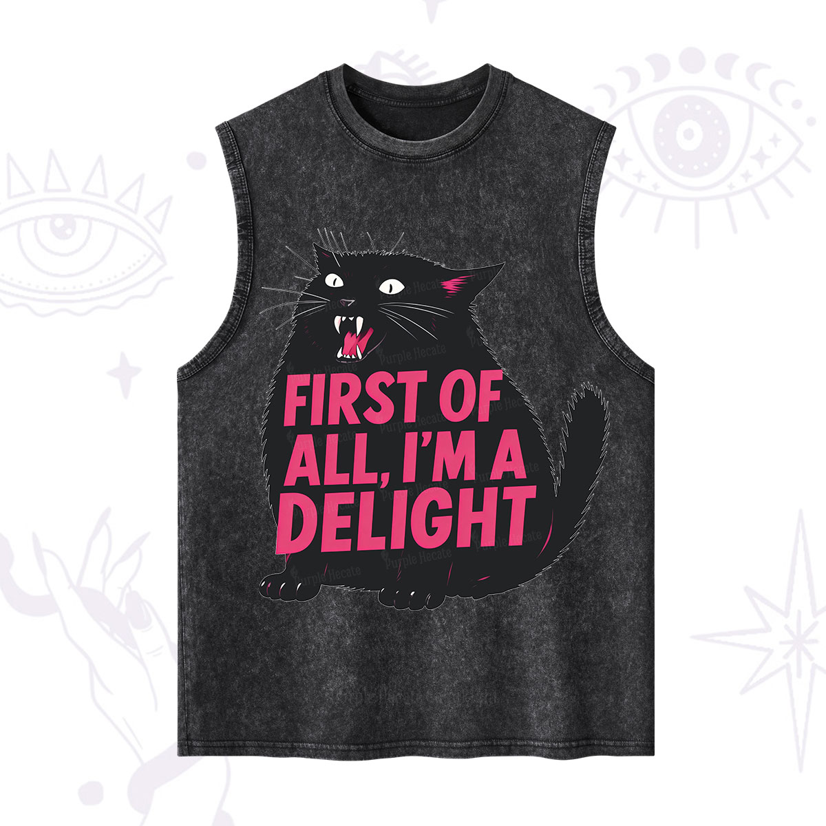 Purplehecate First Of All I'm A Delight Cat Washed Tank