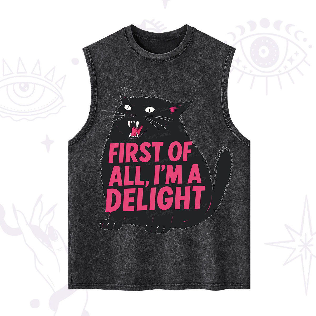 Purplehecate First Of All I'm A Delight Cat Washed Tank