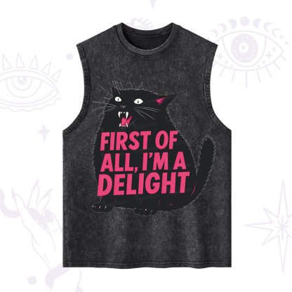 Purplehecate First Of All I'm A Delight Cat Washed Tank