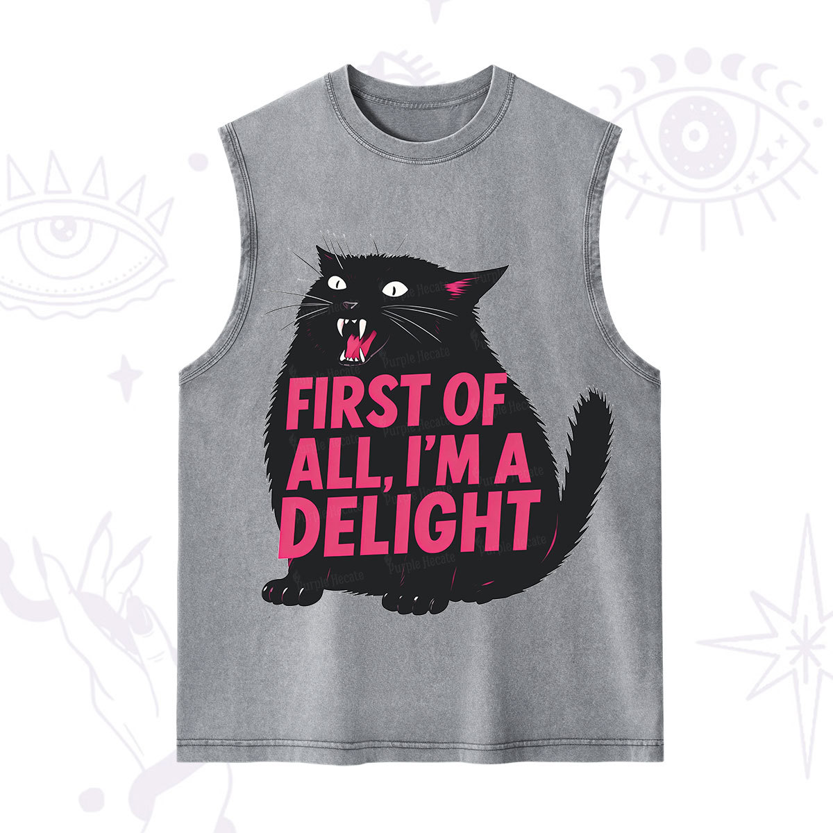 Purplehecate First Of All I'm A Delight Cat Washed Tank