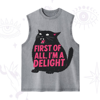 Purplehecate First Of All I'm A Delight Cat Washed Tank