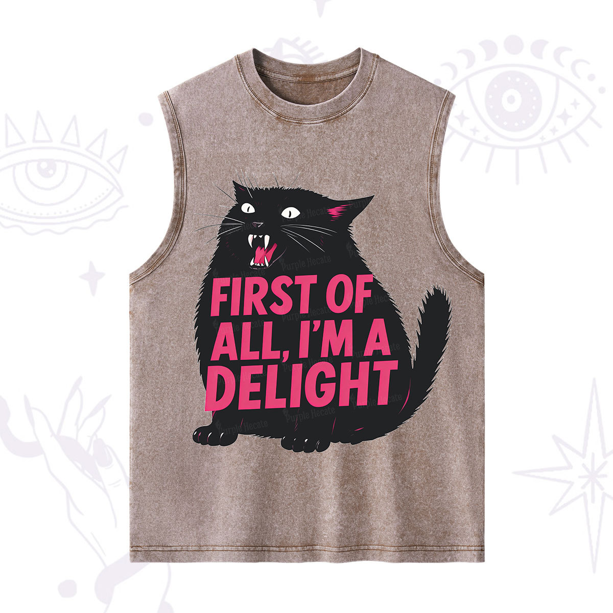Purplehecate First Of All I'm A Delight Cat Washed Tank