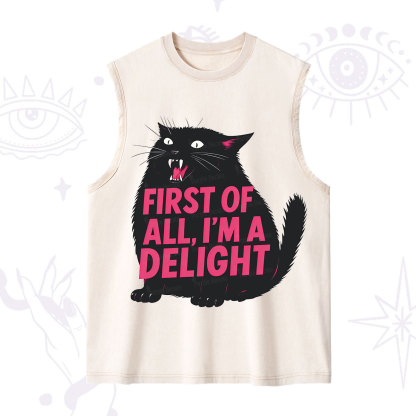 Purplehecate First Of All I'm A Delight Cat Washed Tank