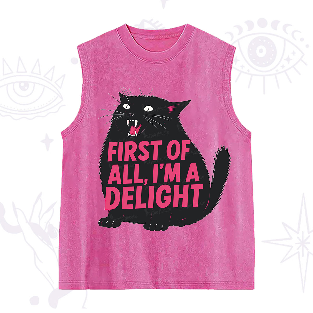 Purplehecate First Of All I'm A Delight Cat Washed Tank