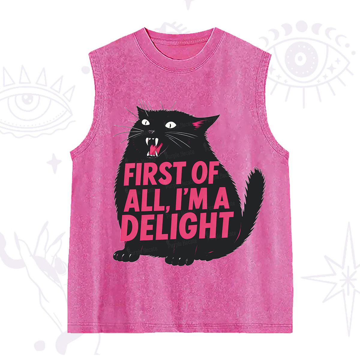 Purplehecate First Of All I'm A Delight Cat Washed Tank