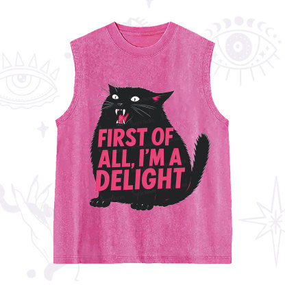 Purplehecate First Of All I'm A Delight Cat Washed Tank