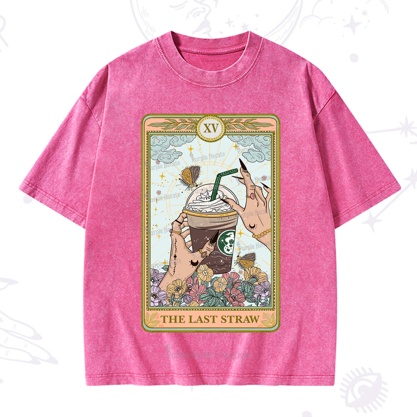 Purplehecate The Last Straw Tarot Washed T-Shirt
