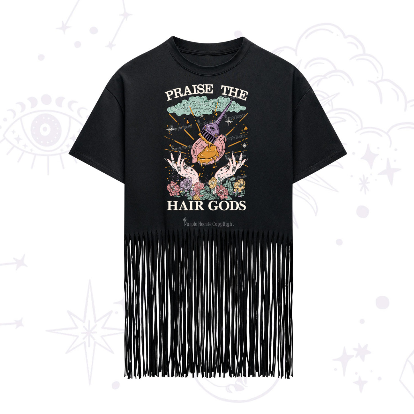 Purplehecate Praise The Hair Gods Fringe Hem T-Shirt