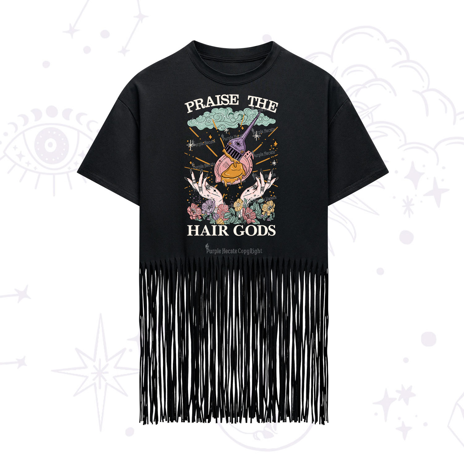 Purplehecate Praise The Hair Gods Fringe Hem T-Shirt