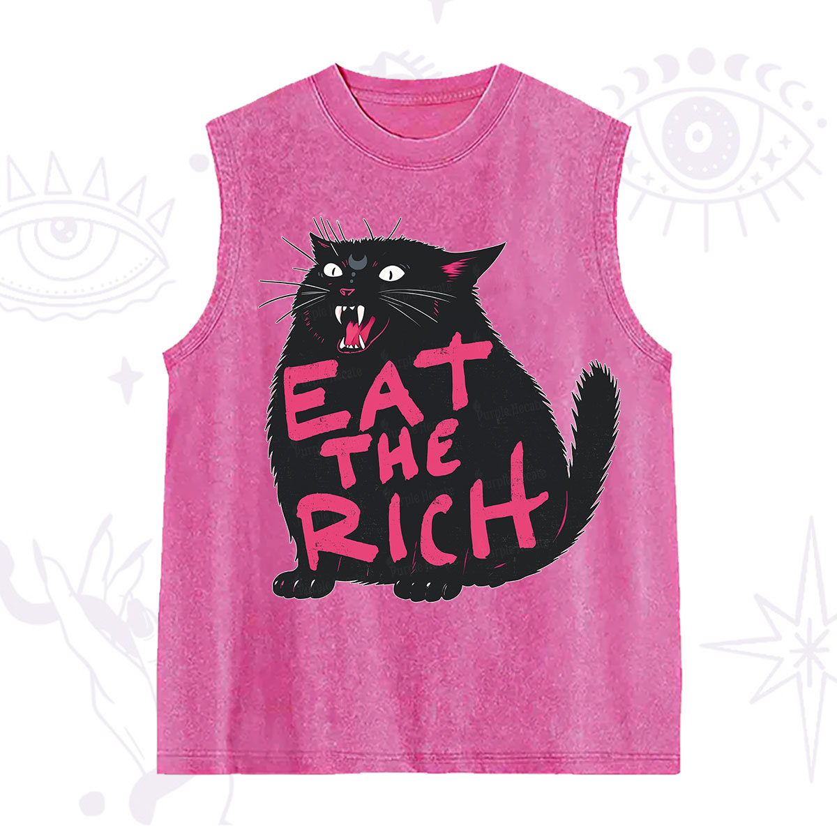 Purplehecate Eat The Rich Cat Washed Tank