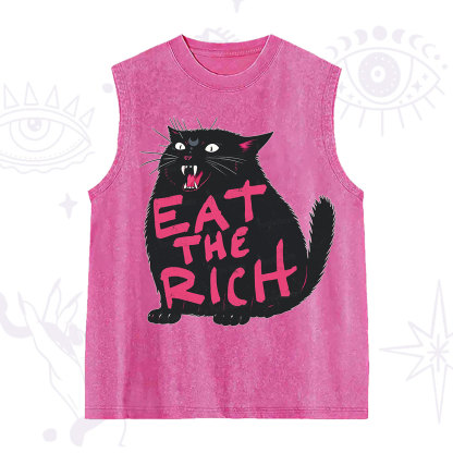Purplehecate Eat The Rich Cat Washed Tank