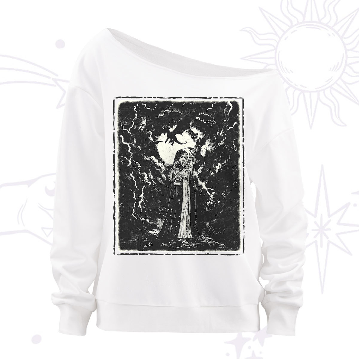 Purplehecate Witches of the Lightning Veil Off The Shoulder Sweatshirt
