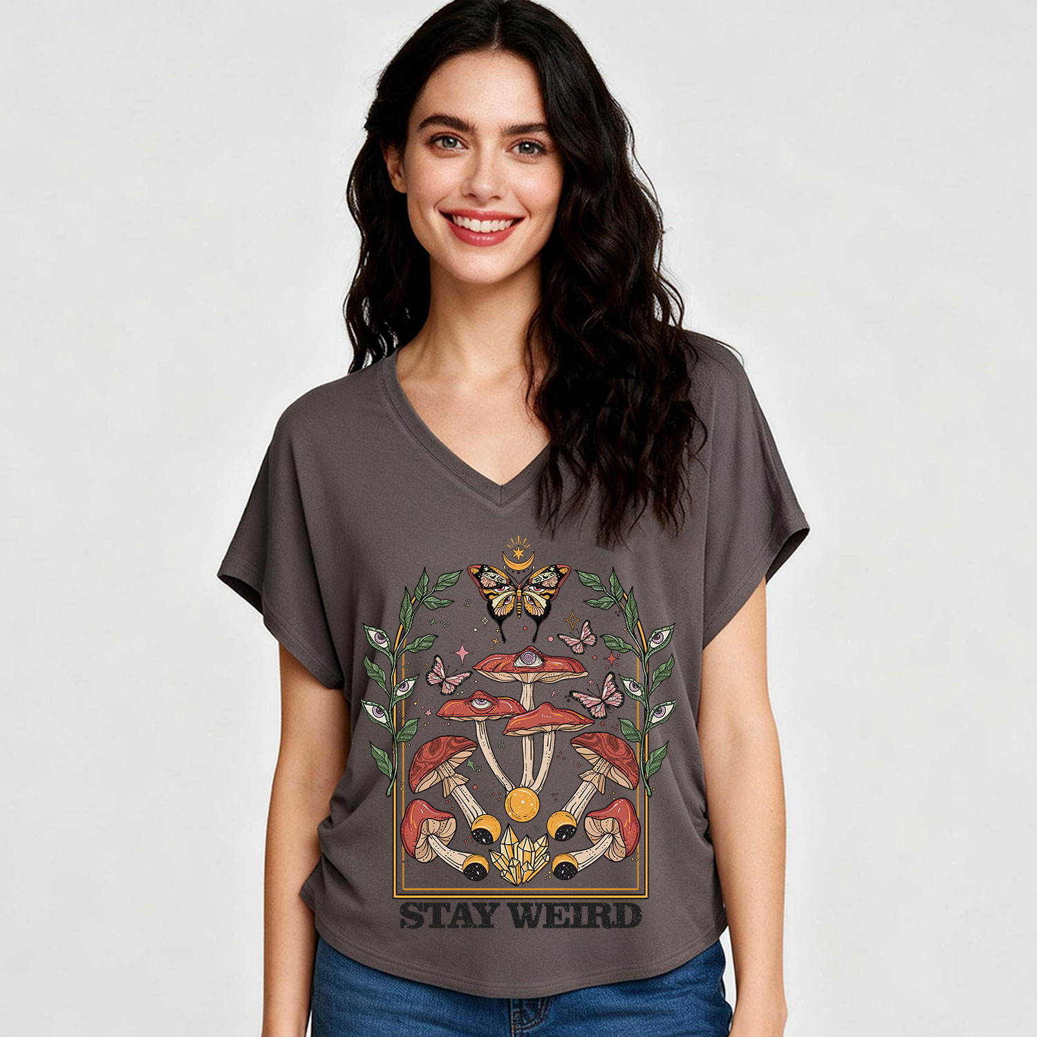 Purplehecate Stay Weird V-Neck T-Shirt