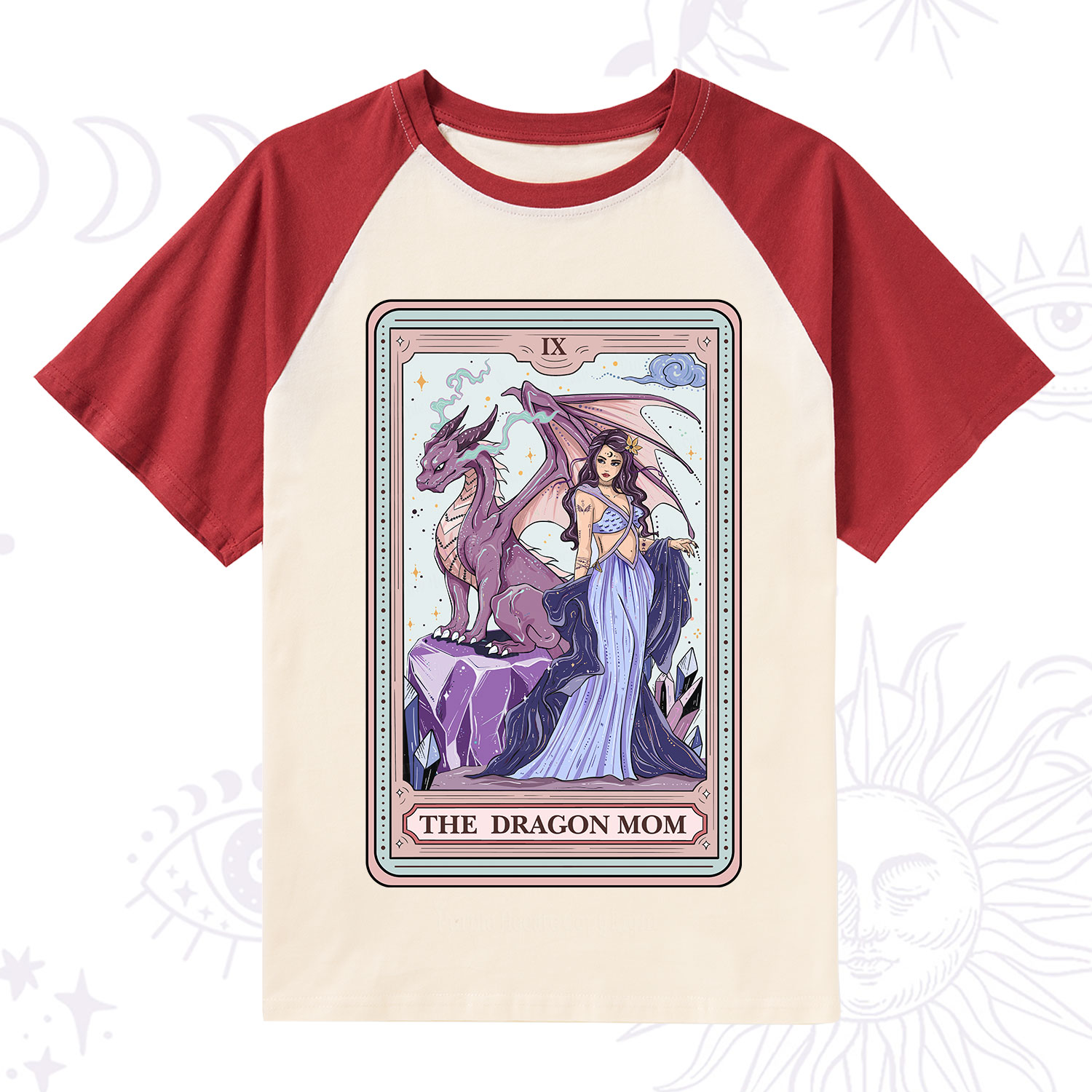 Purplehecate The Dragon Tarot Raglan Short Sleeve T‑Shirt