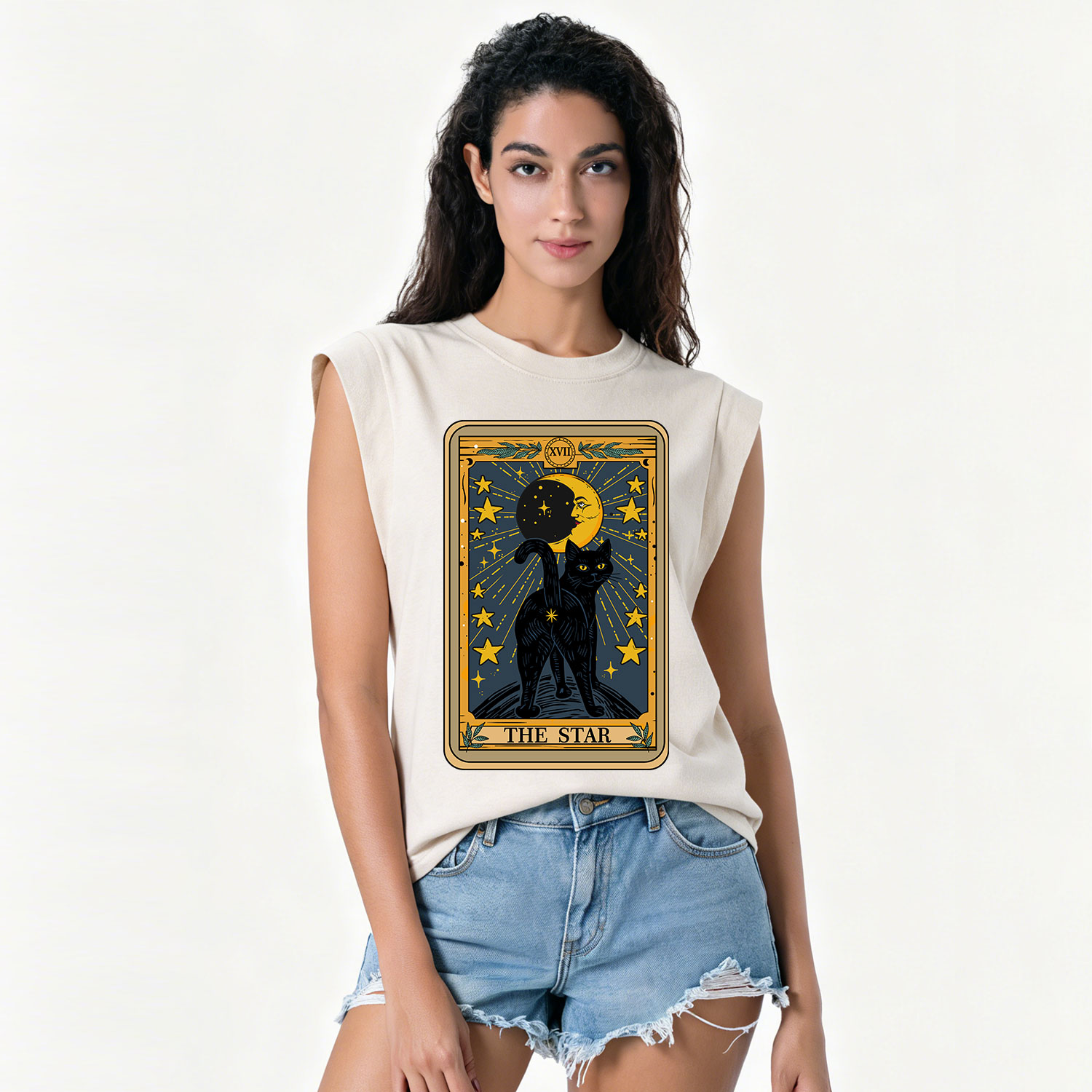 Purplehecate The Star Tarot Cat Vintage Washed Tank