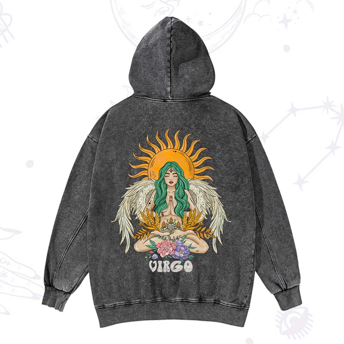 Purplehecate Sun Guardian Of Virgo Zodiac Washed Hoodie