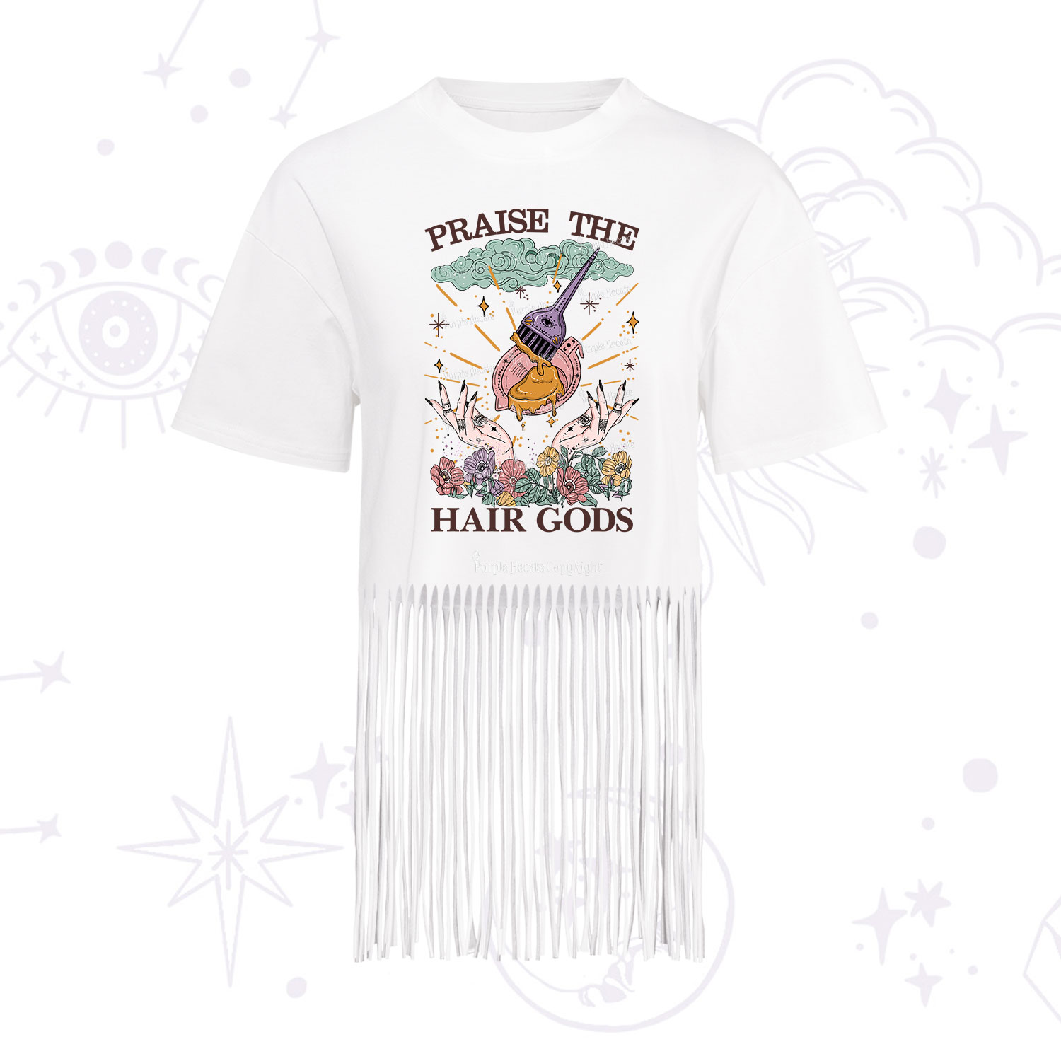 Purplehecate Praise The Hair Gods Fringe Hem T-Shirt