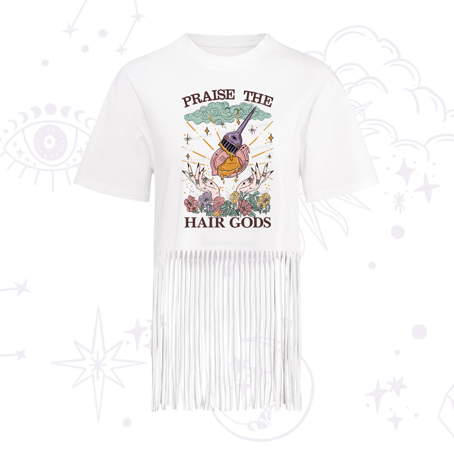 Purplehecate Praise The Hair Gods Fringe Hem T-Shirt