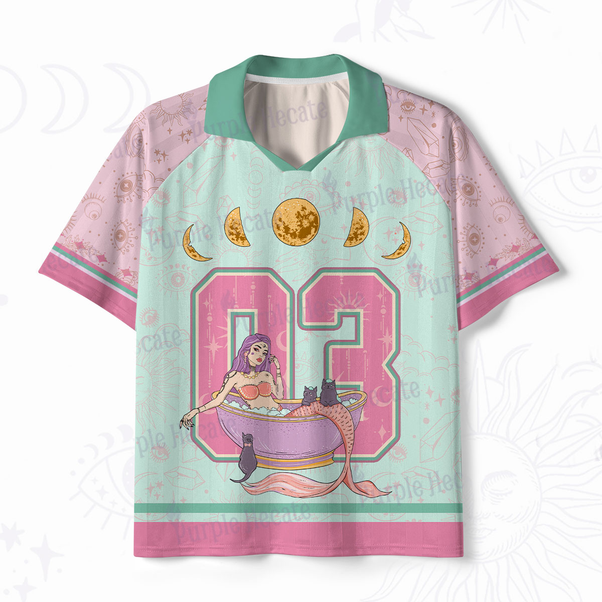 Purplehecate Mermaid Whispers Moonlit Secrets Polo Collar Unisex Jersey