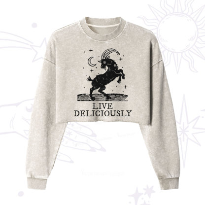 Purplehecate Live Deliciously Cropped Washed Sweatshirt