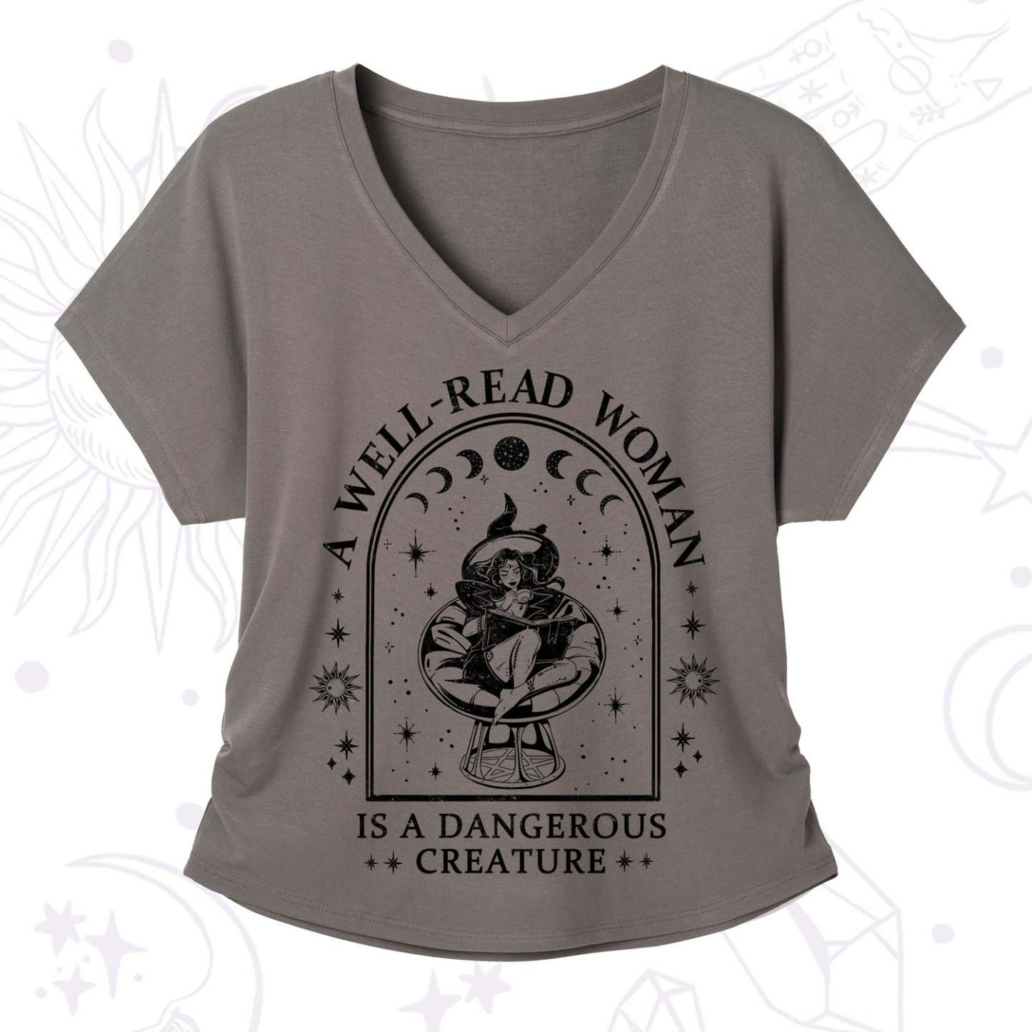 Purplehecate A Well Read Woman Bookish V-Neck T-Shirt