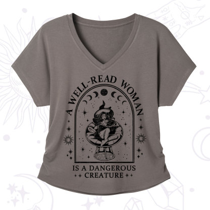 Purplehecate A Well Read Woman Bookish V-Neck T-Shirt