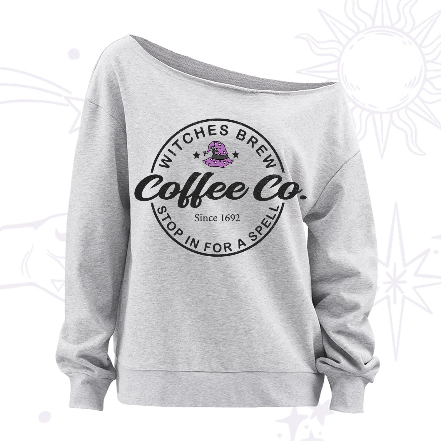 Purplehecate Witches Brew Coffee Co Off The Shoulder Sweatshirt