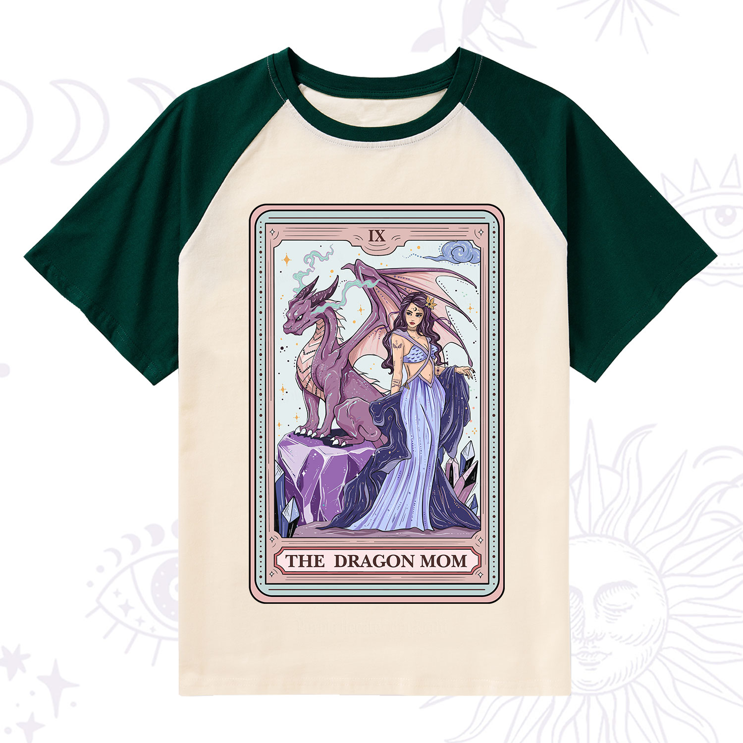 Purplehecate The Dragon Tarot Raglan Short Sleeve T‑Shirt