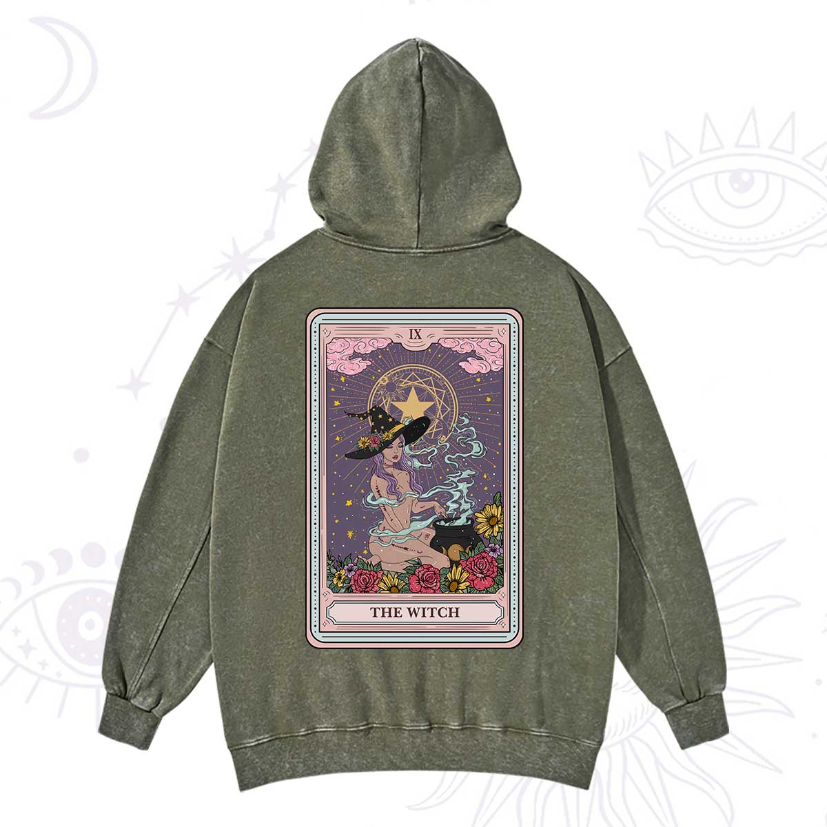 Purplehecate The Witch Tarot Washed Hoodie