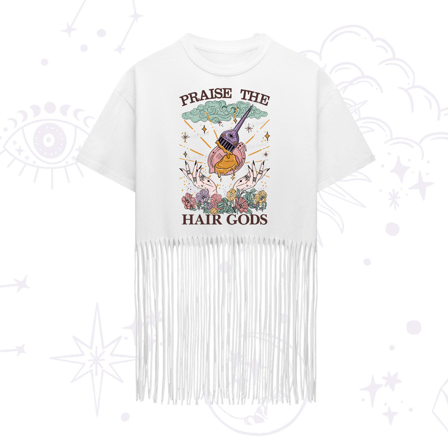 Purplehecate Praise The Hair Gods Fringe Hem T-Shirt