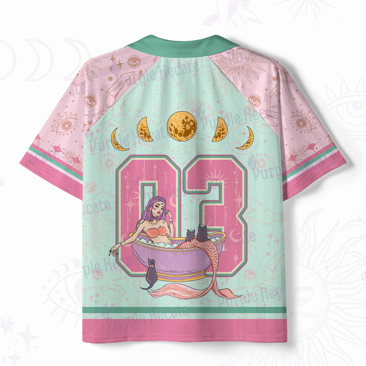 Purplehecate Mermaid Whispers Moonlit Secrets Polo Collar Unisex Jersey