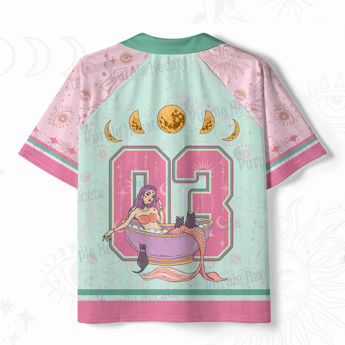 Purplehecate Mermaid Whispers Moonlit Secrets Polo Collar Unisex Jersey