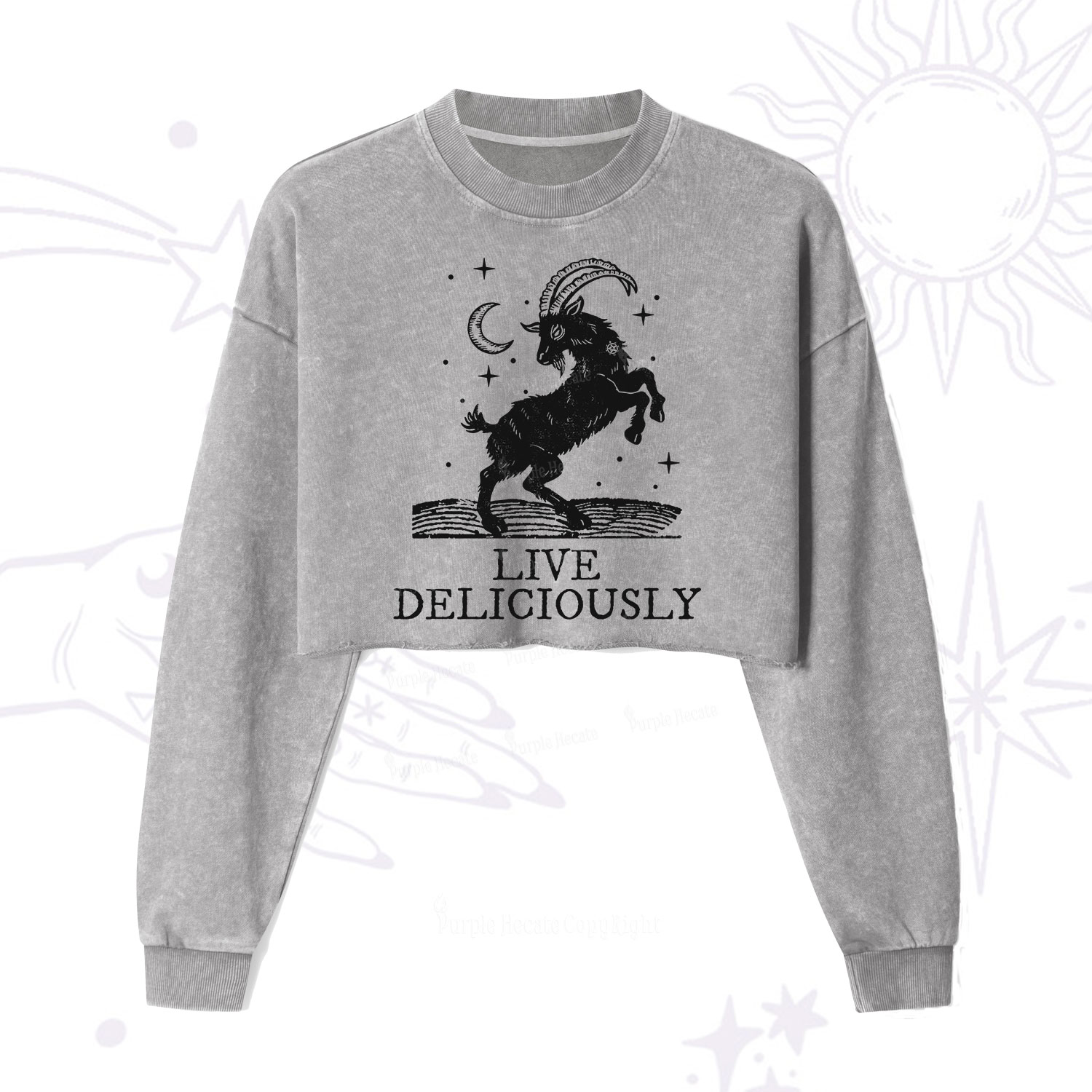 Purplehecate Live Deliciously Cropped Washed Sweatshirt