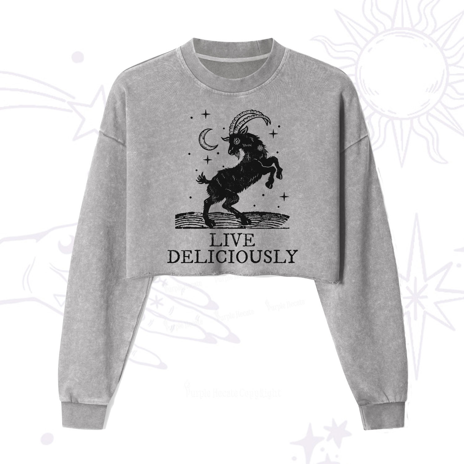 Purplehecate Live Deliciously Cropped Washed Sweatshirt