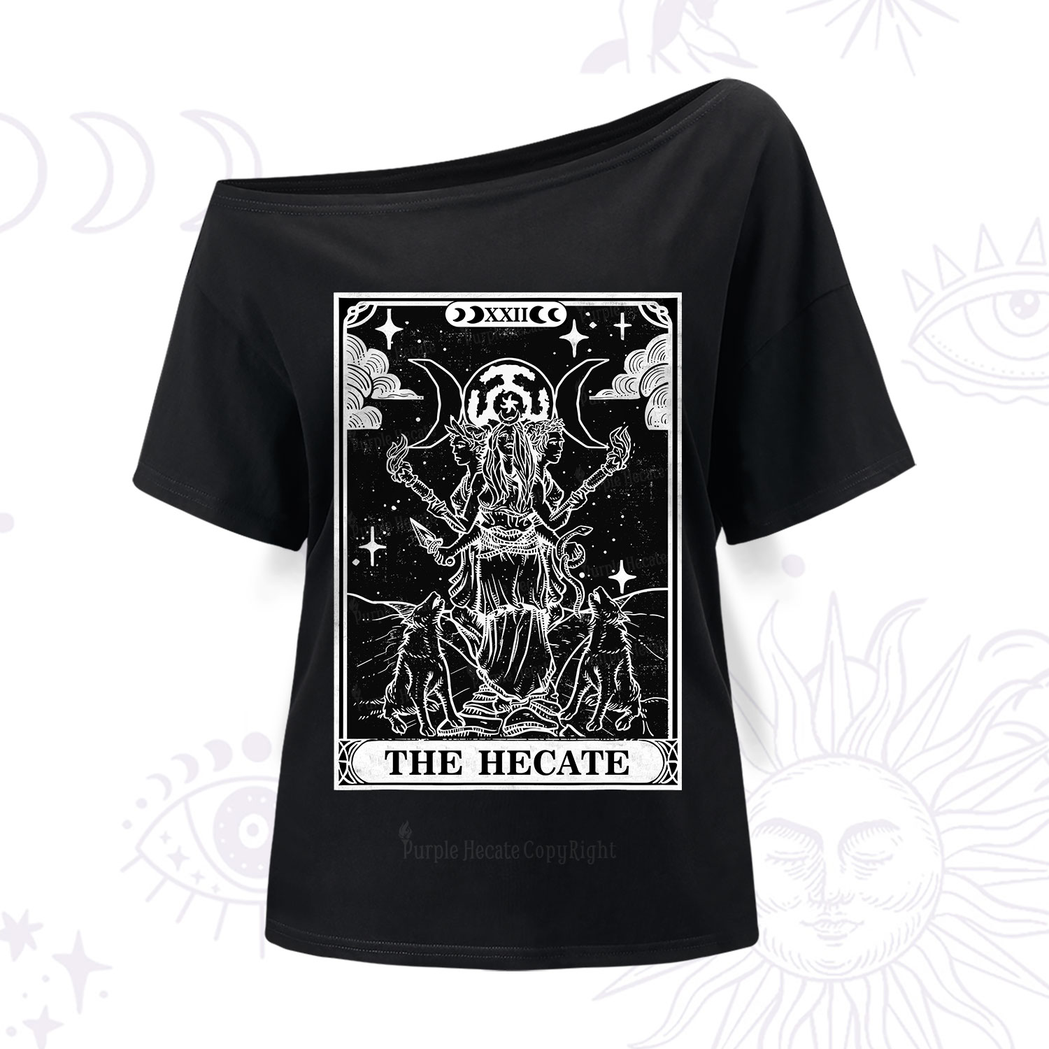 Purplehecate The Dark Moon Goddess Hecate Tarot One Shoulder T-Shirt