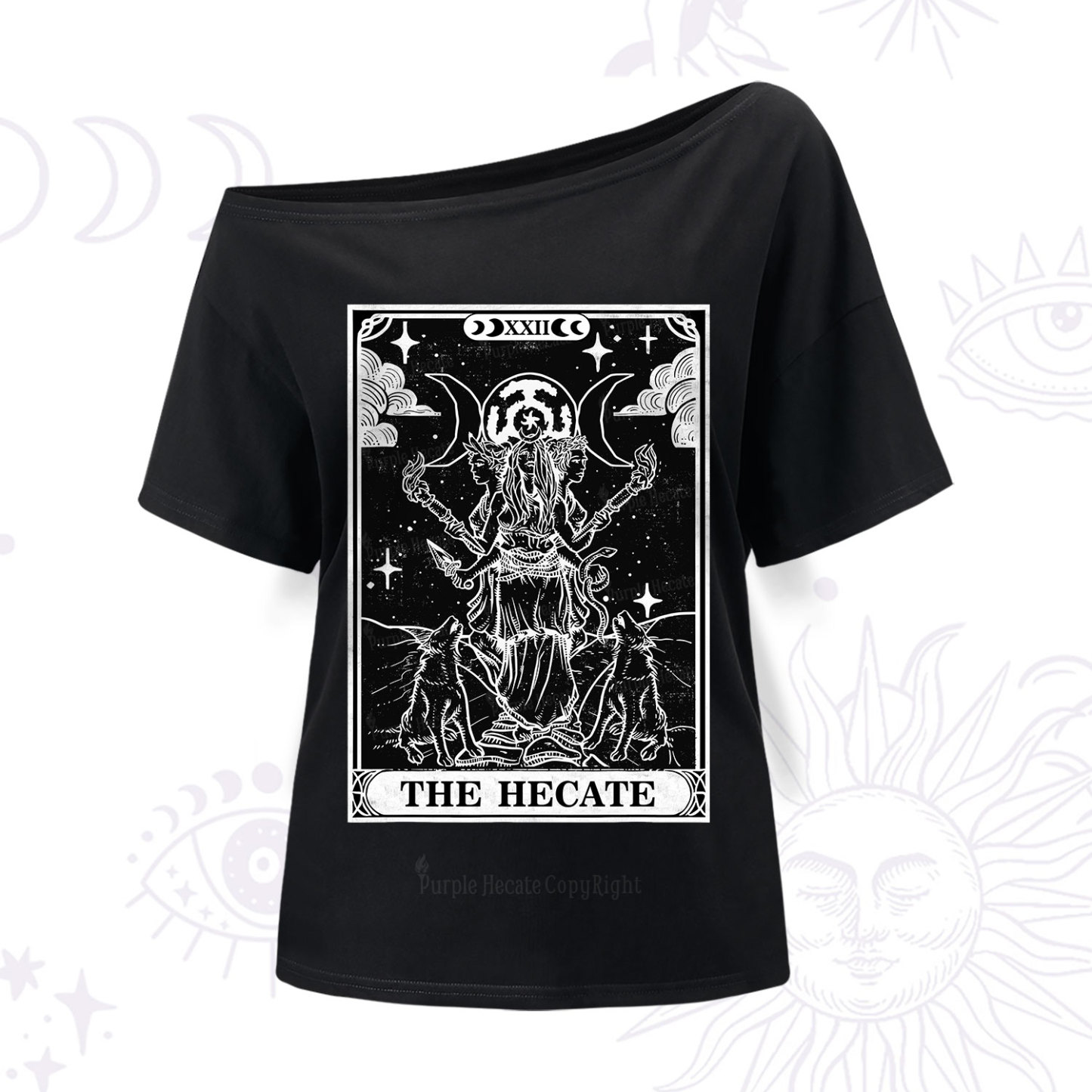 Purplehecate The Dark Moon Goddess Hecate Tarot One Shoulder T-Shir