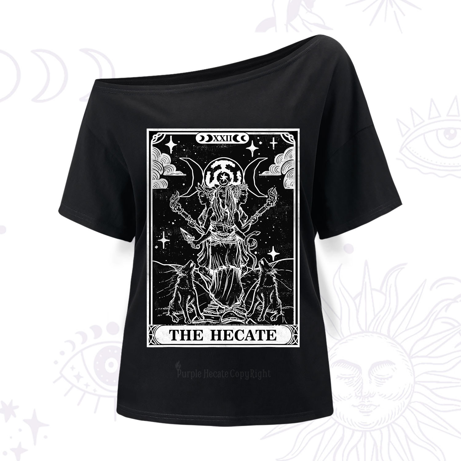 Purplehecate The Dark Moon Goddess Hecate Tarot One Shoulder T-Shir