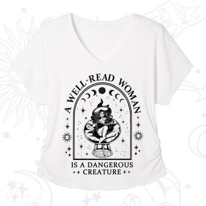 Purplehecate A Well Read Woman Bookish V-Neck T-Shirt